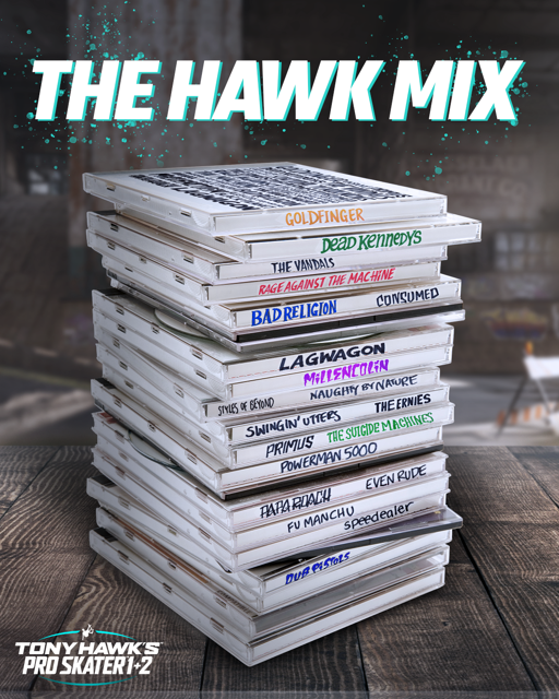Tony Hawk's Pro Skater 1 and 2 Soundtrack image, via Activision